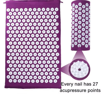 OEM High Quality Portable Foot Back Neck Pain Relief Muscle Relaxation Acupressure Massage Mat and Pillow Set for Body